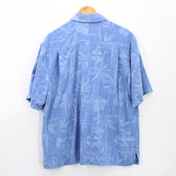 Vintage Jamaica Jaxx Hawaiian Silk Shirt Mens Blue Button Down Collared Large L - Picture 7 of 9